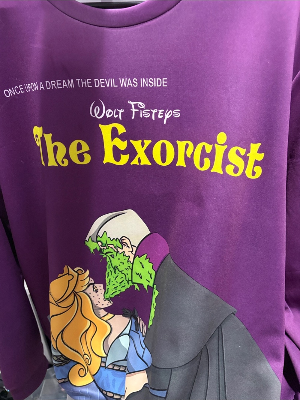 Sleeping Beauty/The Exorcist mashup  - Purple Longsleeve
